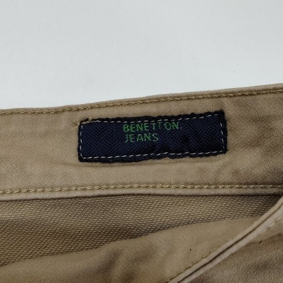 United Colors Of Benetton Solid Slim Fit Jeans Mens 34 Beige 100% Cotton Durable - Picture 8 of 13